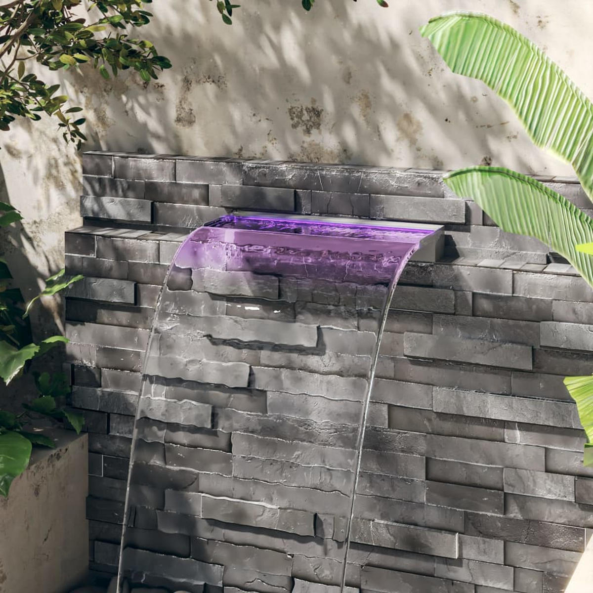 WASSERFALL-ELEMENT Mit Rgb Leds Edelstahl 60 Cm - Silberfarben, Metall (21/60/8cm) - vidaXL