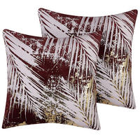 DEKOKISSEN 2er-Set Burgunderrot 45/45 cm Calla - Weinrot, Textil (45/45cm) - Beliani