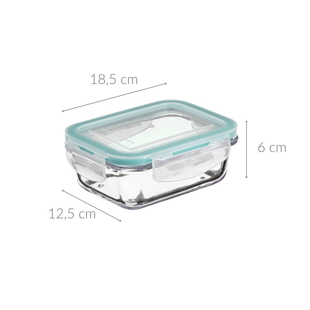 LEBENSMITTELBEHÄLTER Lunchbox 0,8 l 18,5/12,5/6 cm - Blau/Transparent, Glas (12.5/6/18.5cm) - 5five Simply Smart