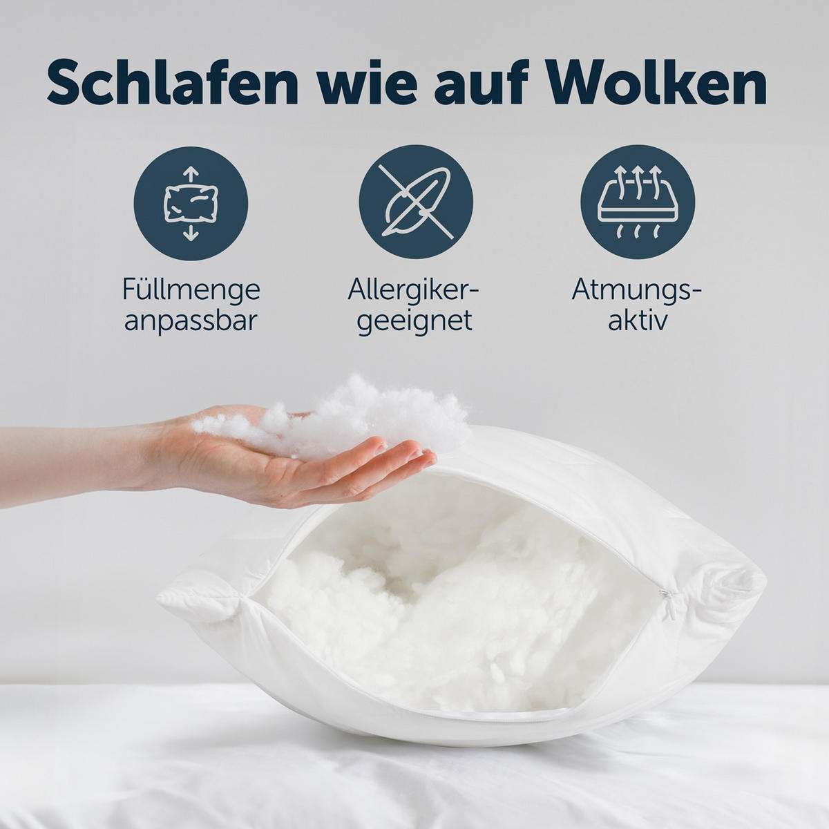SEITENSCHLÄFERKISSEN mit anpassbarer Füllung 45x145cm - Weiß, Textil (40/145cm) - Blumtal