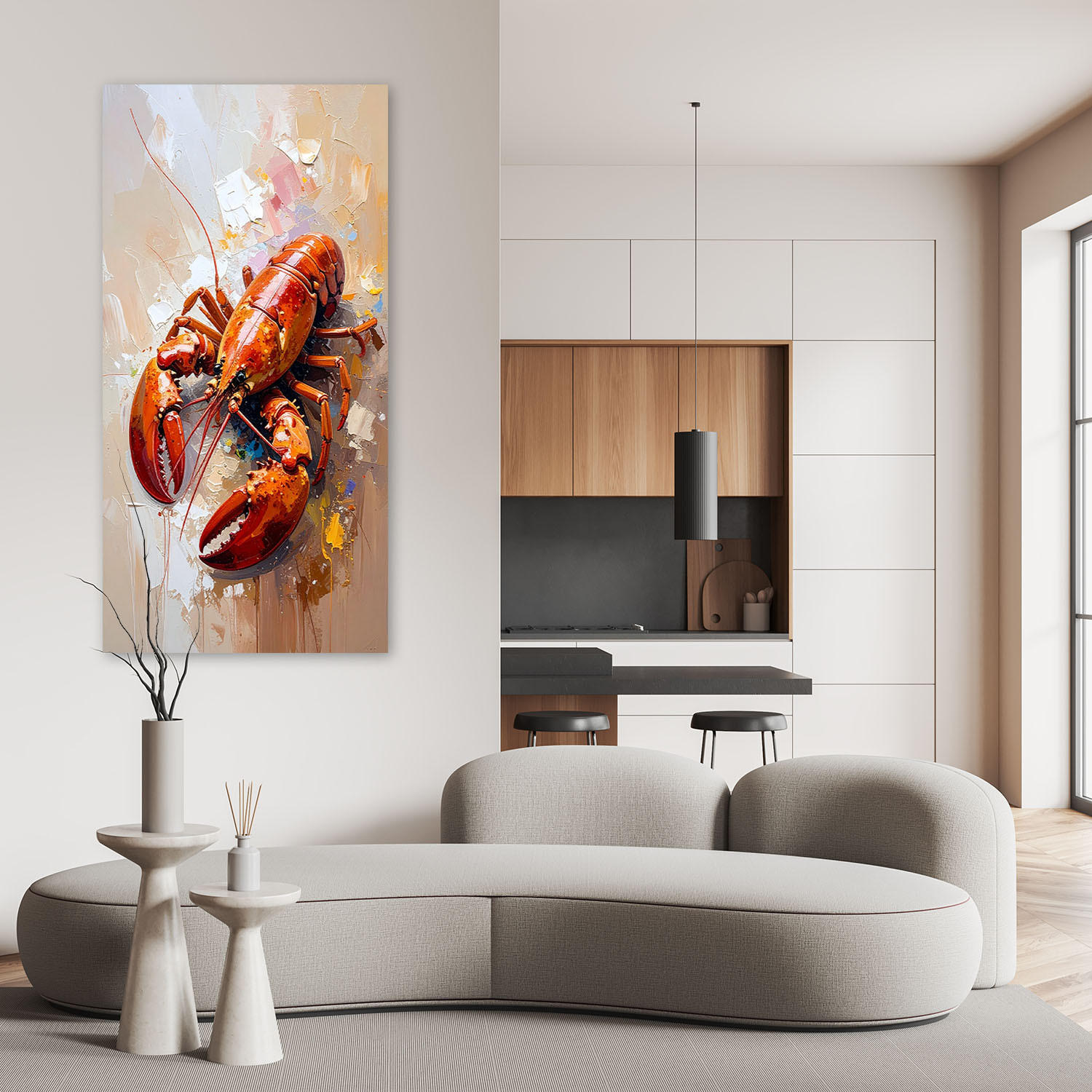 LEINWANDBILD Krabbe Essen 50x100cm - Beige, Textil (50/100cm) - Feeby