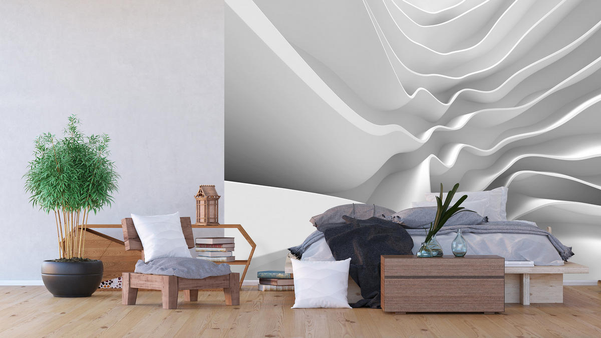 FOTOTAPETE 3D Muster 375 x 270 cm - Weiß, Papier (375/270cm) - Sanders & Sanders