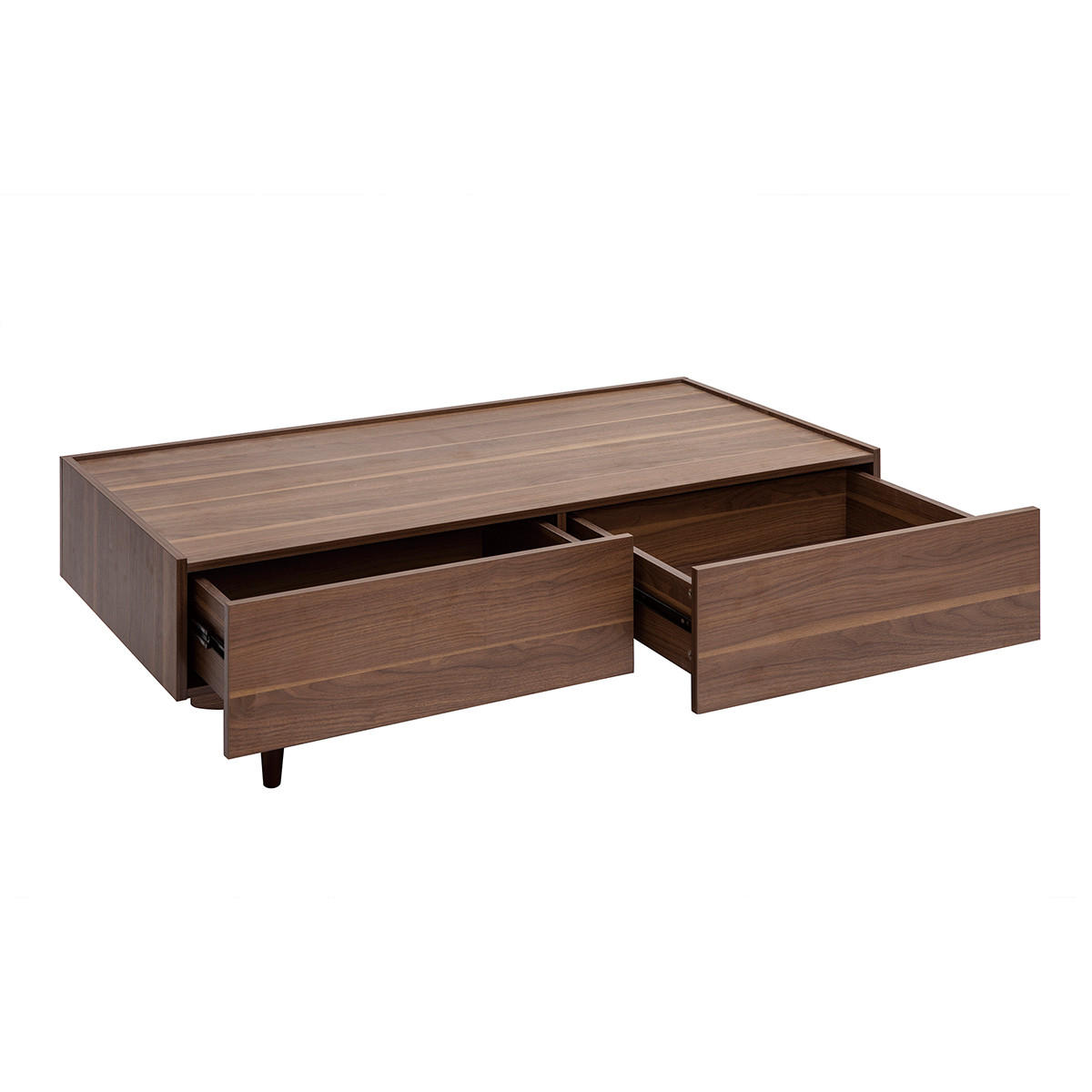 COUCHTISCH Dunkles Holz Schubladen B120 cm SANAA - Walnussfarben, Holz (120/60/39.5cm) - Miliboo