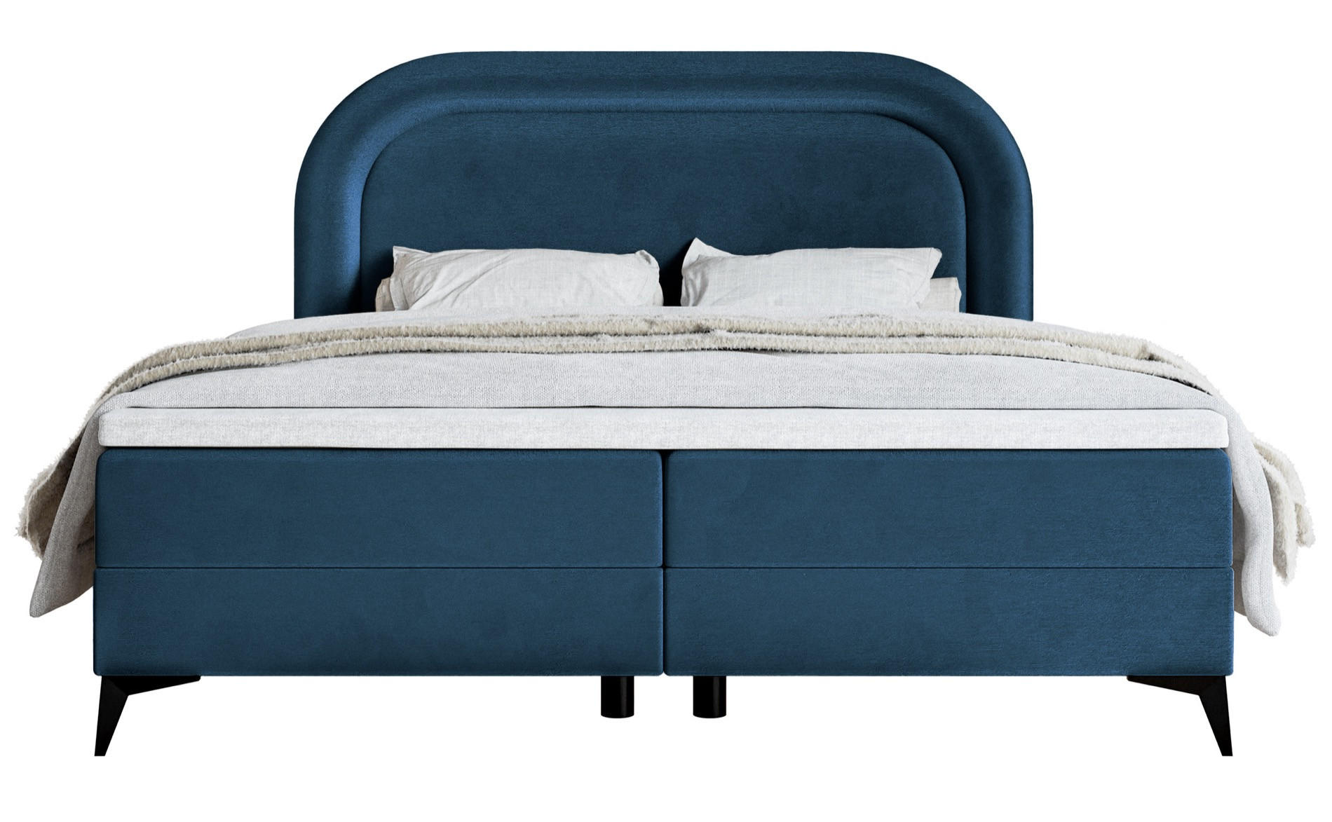BOXBETT LOREO Dunkelblau Samt wasserfest 160x200 cm - Schwarz/Dunkelblau, Holz/Textil (160/200cm) - Selsey