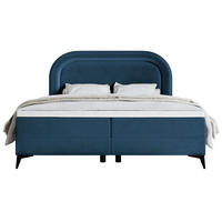 BOXBETT LOREO Dunkelblau Samt wasserfest 180x200 cm - Schwarz/Dunkelblau, Holz/Textil (180/200cm) - Selsey