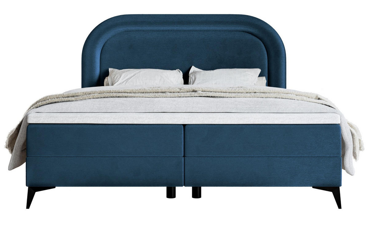 BOXBETT LOREO Dunkelblau Samt wasserfest 180x200 cm - Schwarz/Dunkelblau, Holz/Textil (180/200cm) - Selsey