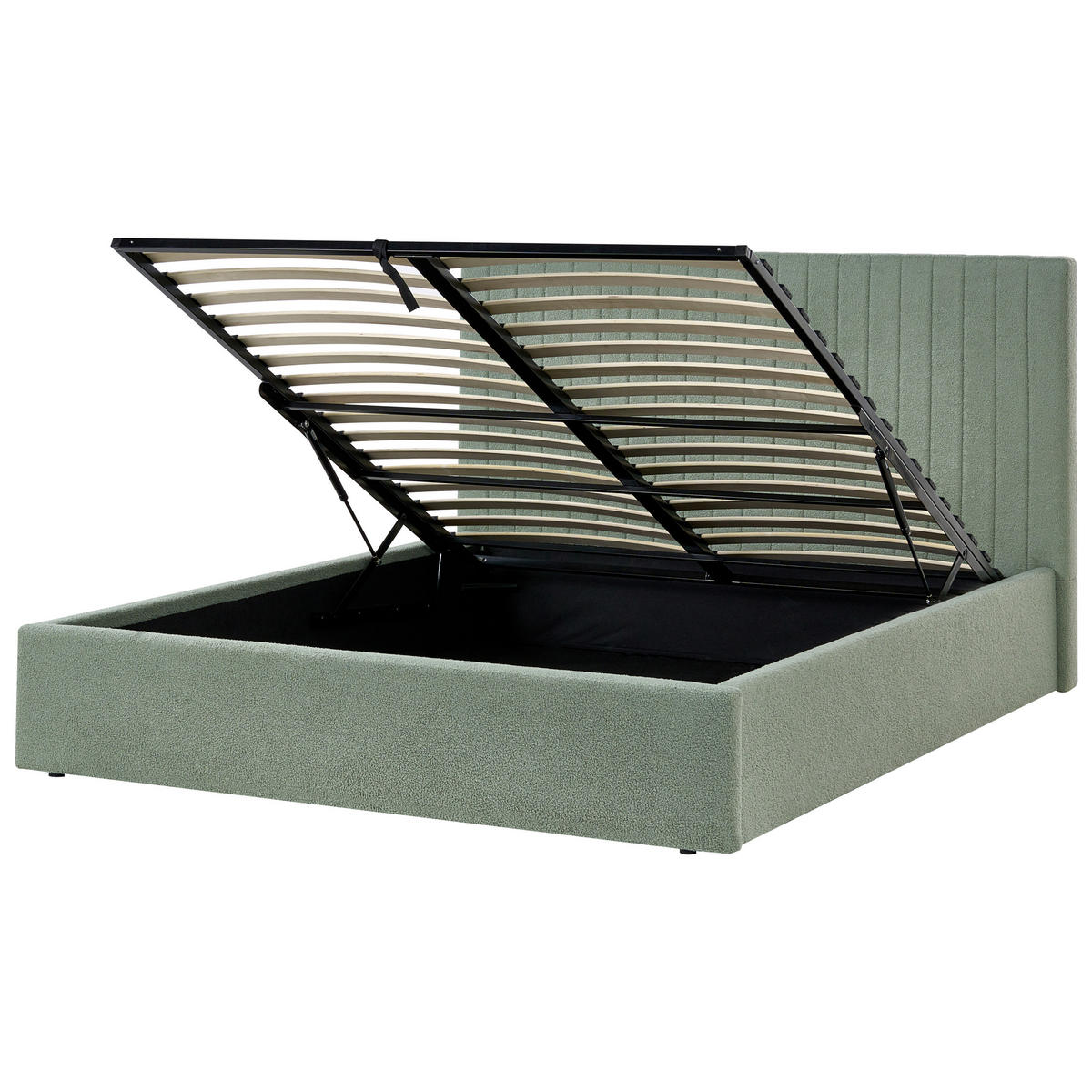 POSTELJA s prostorom za shranjevanje 160/200 bouclé zelena Vion - zelena, tekstil (160/200cm) - Beliani