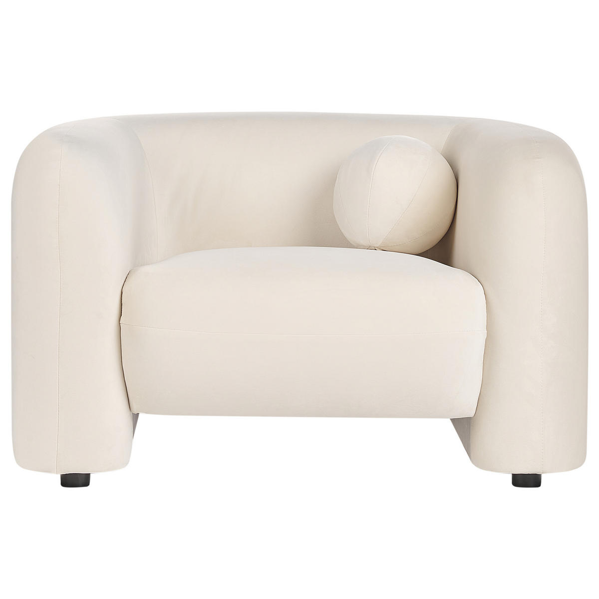 SESSEL Samtstoff Cremeweiß Leiren - Creme, Textil (111/73/83cm) - Beliani