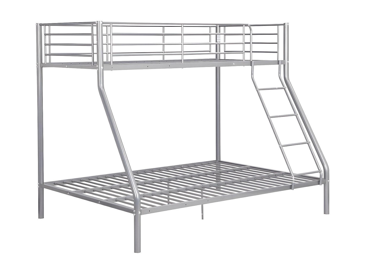 ETAGENBETT + Lattenrost - 90 x 190 & 140 x 190 cm - Metall - Silberbarfen - ELEVATIO III - Silberfarben, Metall - Vente-Unique