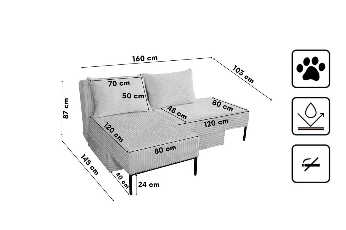 SOFA Mit Schlaffunktion MOOKA 4in1-Multifunktions-System Stoff Velo Hellgrau - Hellgrau, Holz/Textil (240/87/103cm) - Kaiser Möbel