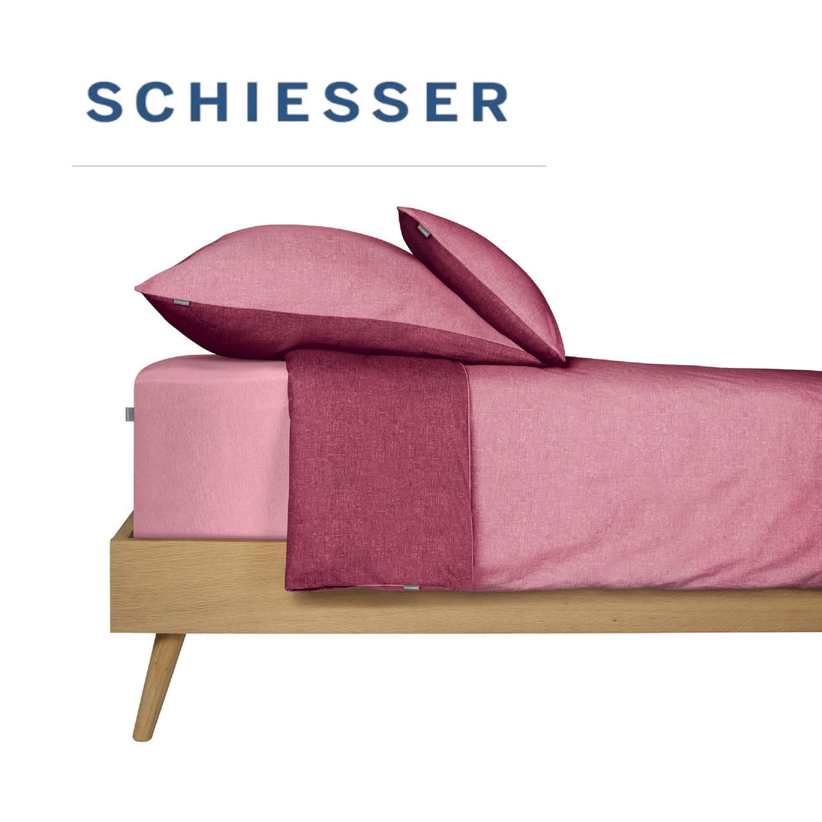 BETTWÄSCHESET Doubleface Feinbiber 2-teilig 155x220 cm Rosa - Rosa, Textil (155/220cm) - SCHIESSER