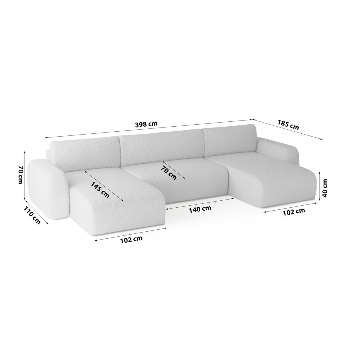 WOHNLANDSCHAFT Eckcouch Hellgrau Varde U - Hellgrau, Textil (185/70/398cm) - Fedve