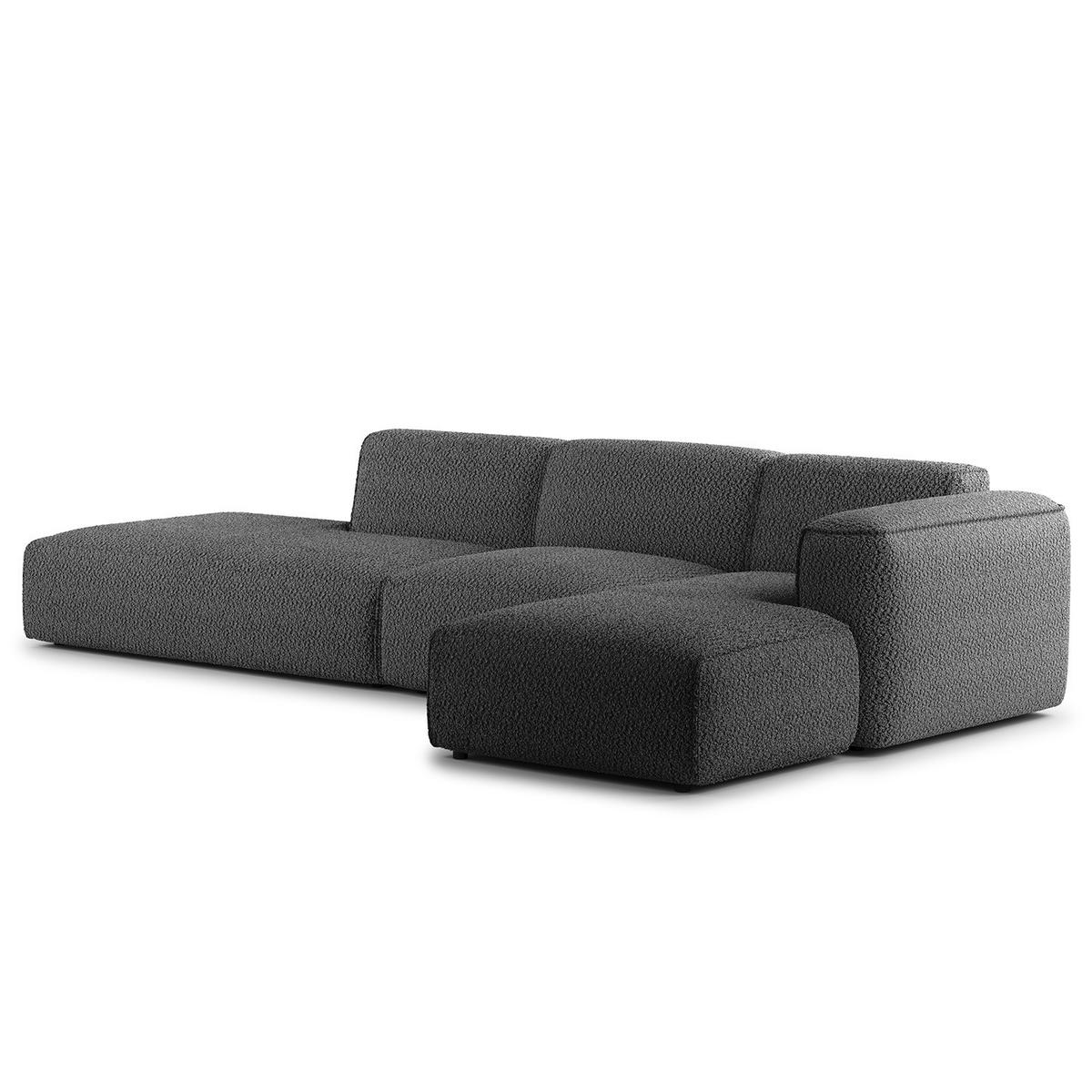 ECKSOFA mit Chaiselongue - Anthrazit/Schwarz, Kunststoff/Textil (290/173cm) - home24
