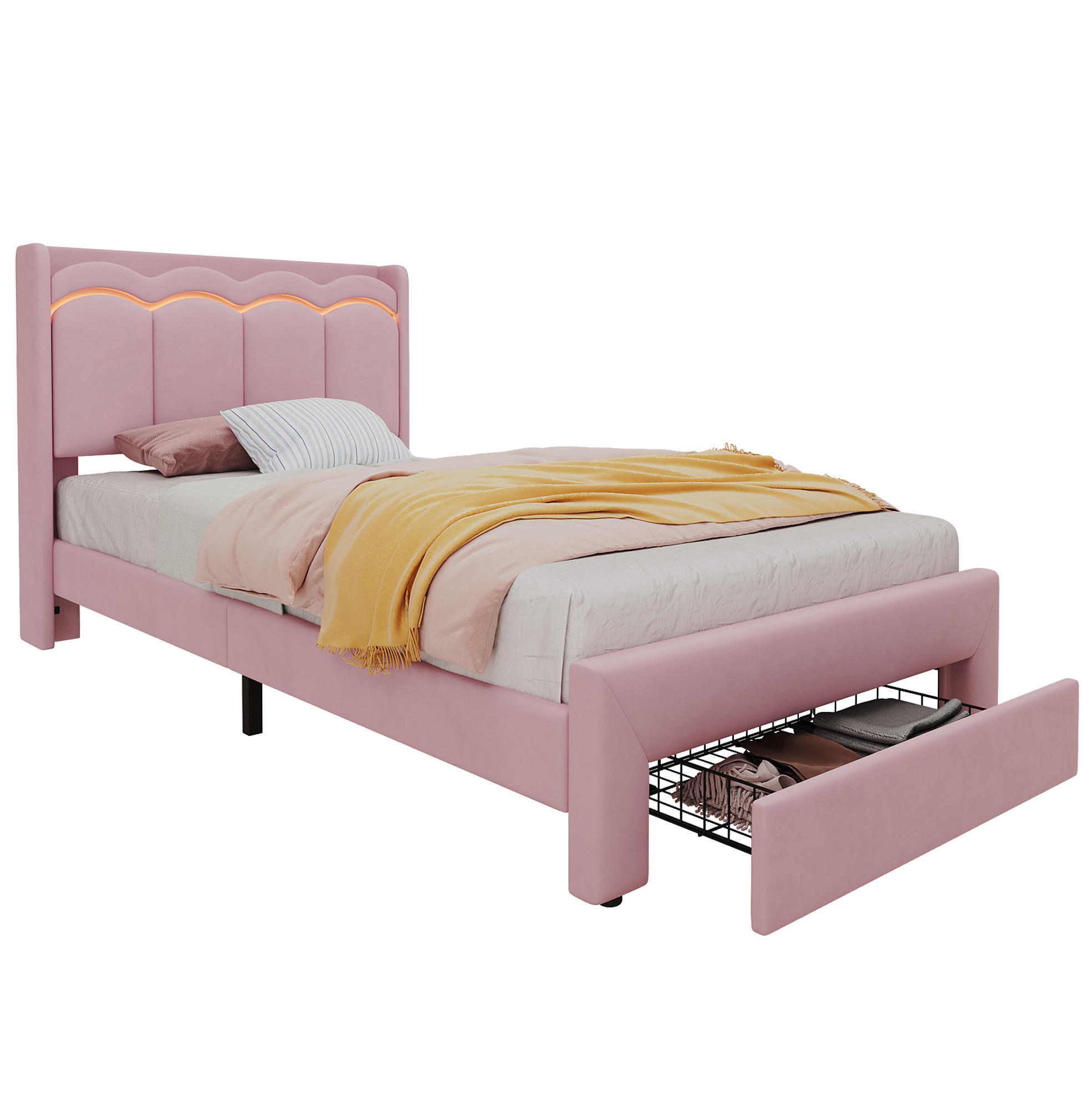 Ivmeu Kinder-Polsterbett Pink 90x200 cm