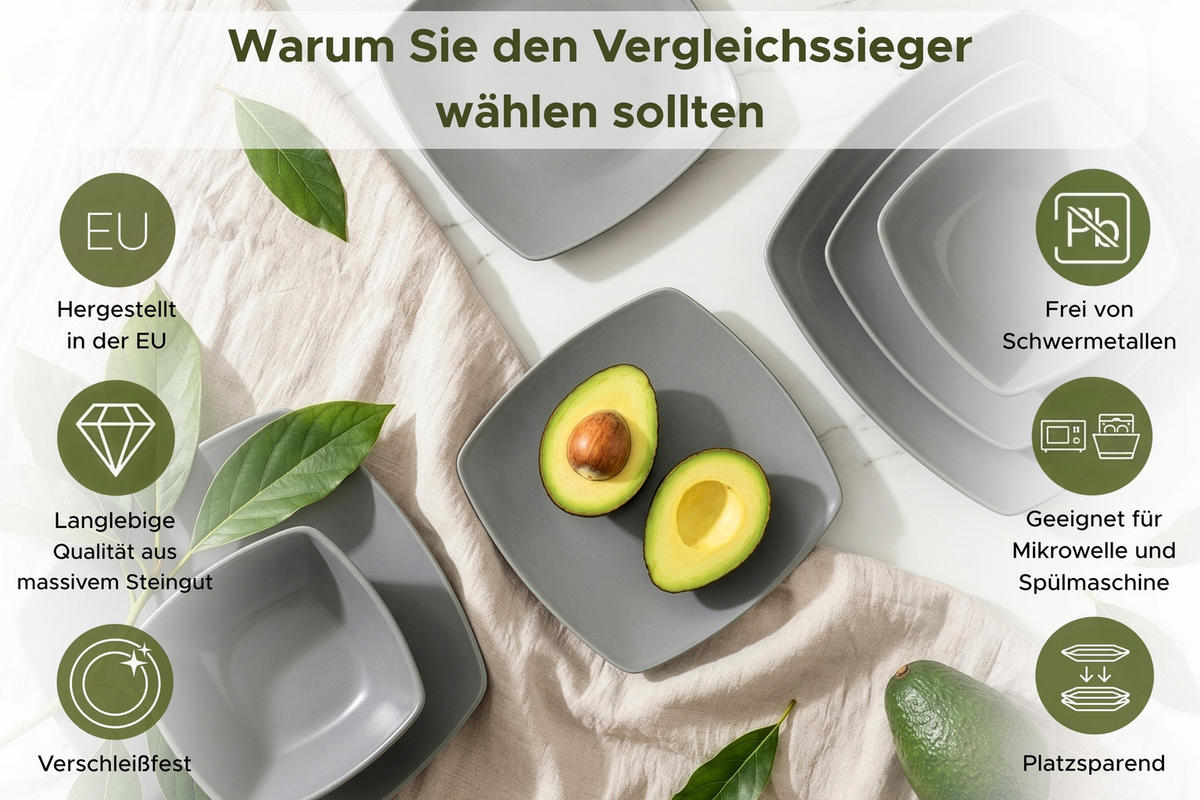 TAFELSERVICE EPIRI 6 Personen 18-tlg - Grau, Keramik (25/2/25cm) - KONSIMO®