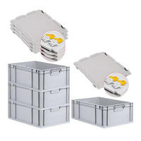 EUROBOX 4x Nextgen Economy Mit Scharnierdeckel Grau/Gelb Griffe Geschlossen 44 Liter - Gelb, Kunststoff (40/22/60cm) - PROREGAL