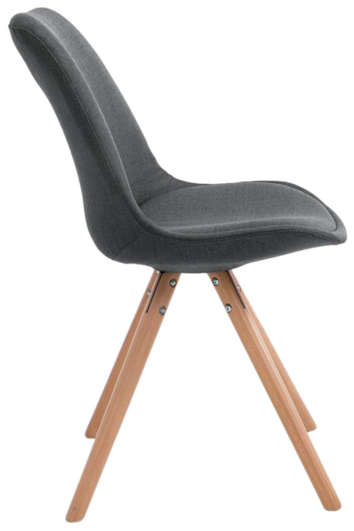 STUHL 4er Set Stoff dunkelgrau - Eukalyptusholzfarben/Dunkelgrau, Holz/Textil (48/84/56cm) - CLP