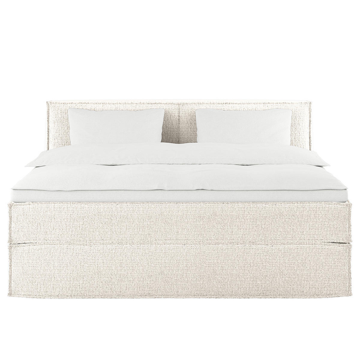 BOXSPRINGBETT mit Kopfteil - Premium - Weiß, Textil (200/200cm) - home24