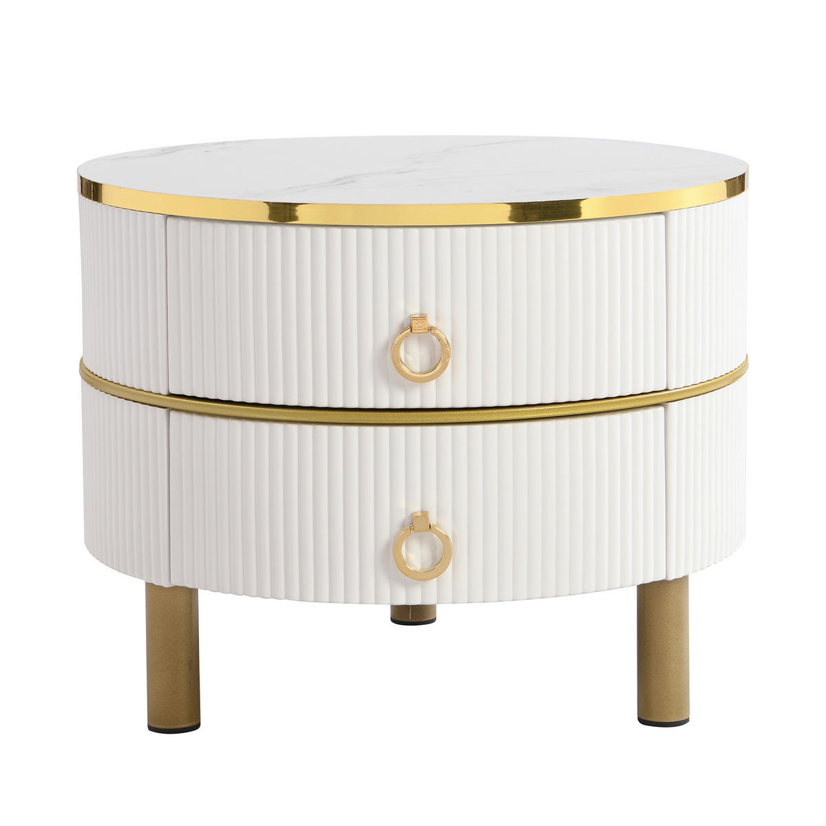 COUCHTISCH 70/70/45 cm mit 2 Schubladen und brauner Glasplatte - Weiß, Holzwerkstoff (70/70/45cm) - OKWISH