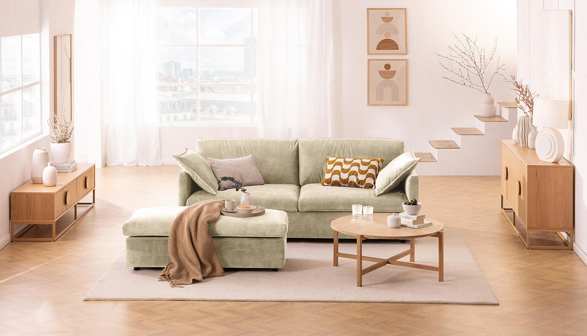 POLSTERHOCKER - Schwarz/Weiß, Kunststoff/Textil (131/44/61cm) - home24