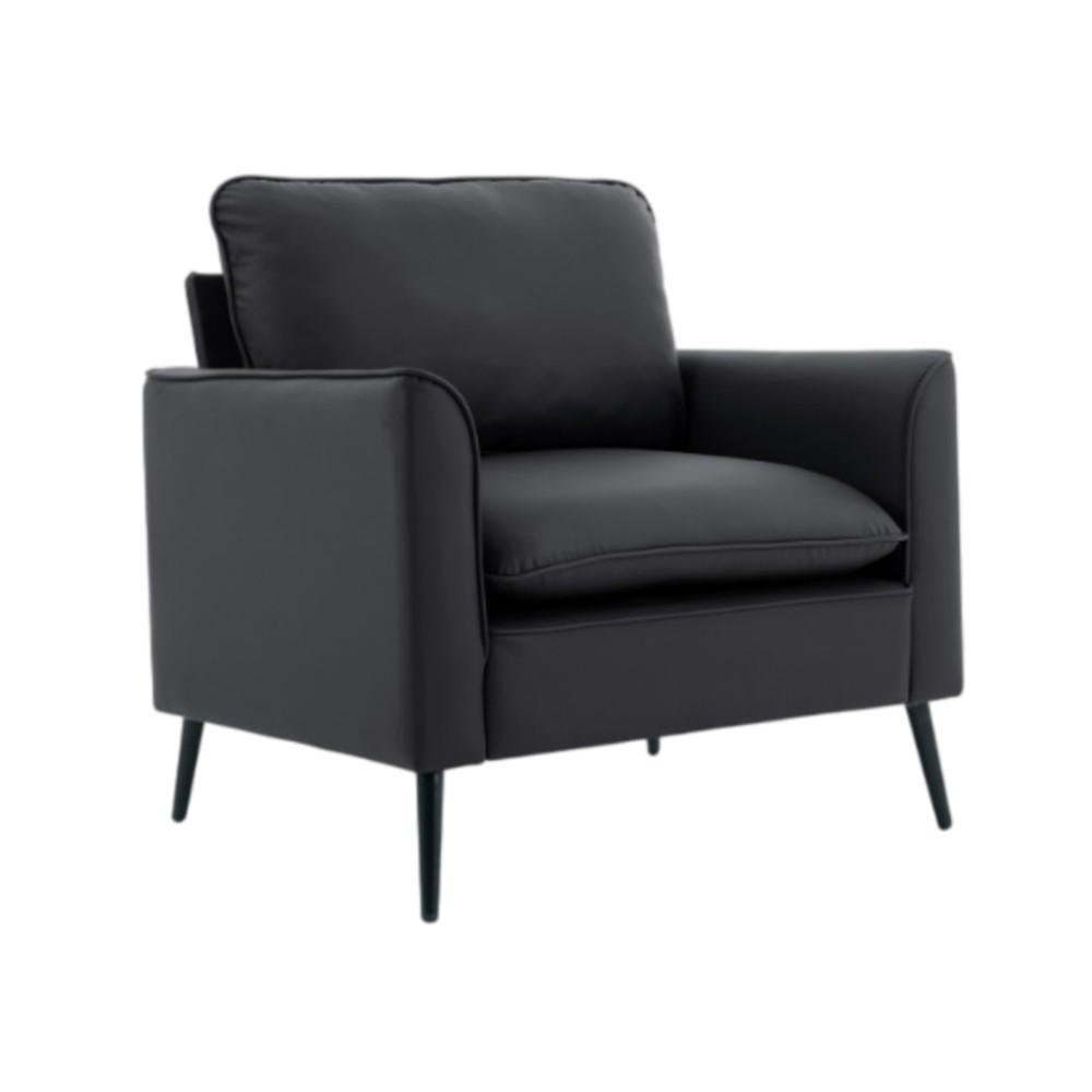 SESSEL DE-34977 nordisch-retro mit Kunstlederbezug Schwarz - Schwarz, Holzwerkstoff (68/80/80cm) - ComfortXL