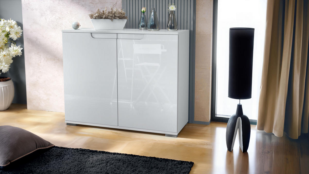 KOMMODE Sylt Weiß Hochglanz - Weiß Hochglanz, Holzwerkstoff (92.5/75.5/35cm) - Vladon