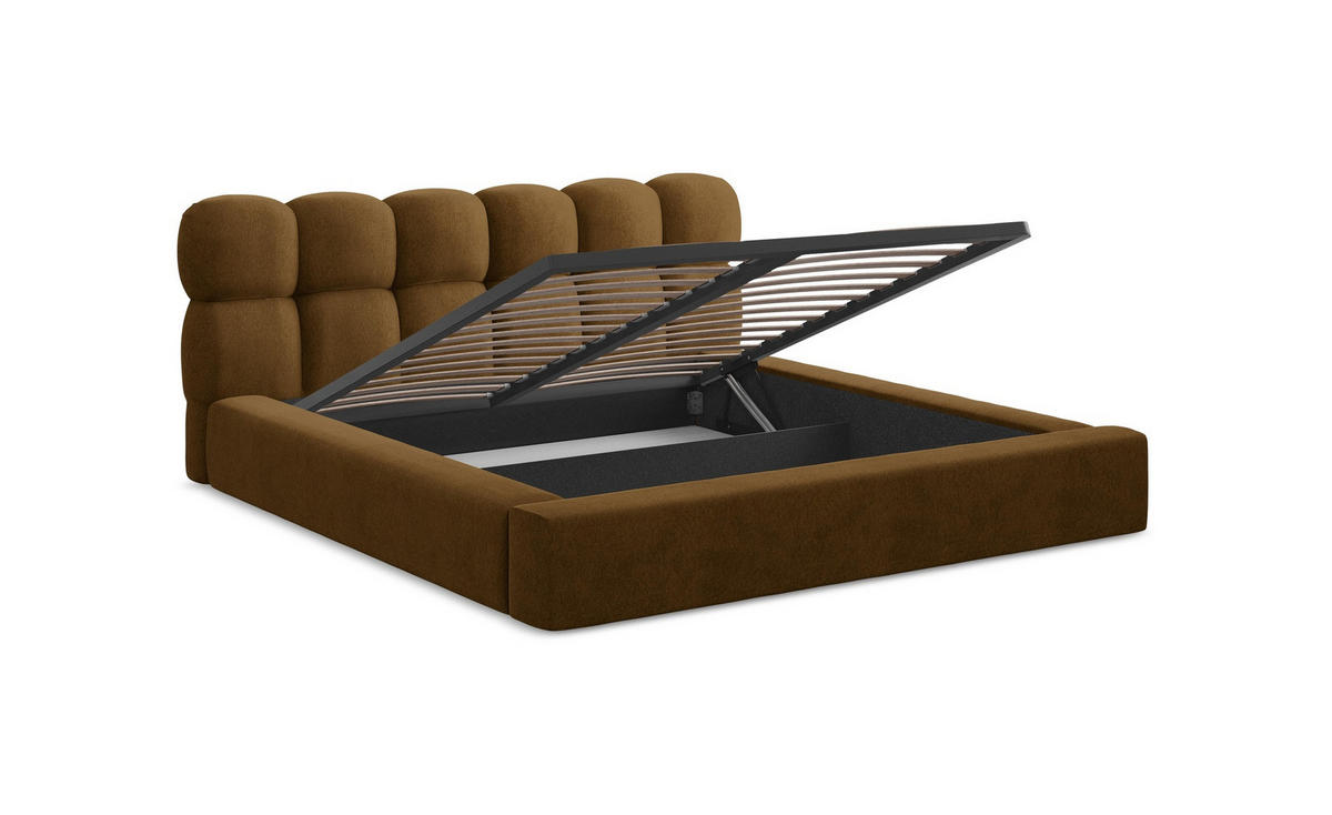 POLSTERBETT mit Bettkasten und Lattenrost 198x238 Grün - Schwarz/Grün, Kunststoff/Textil (160/200cm) - Makamii