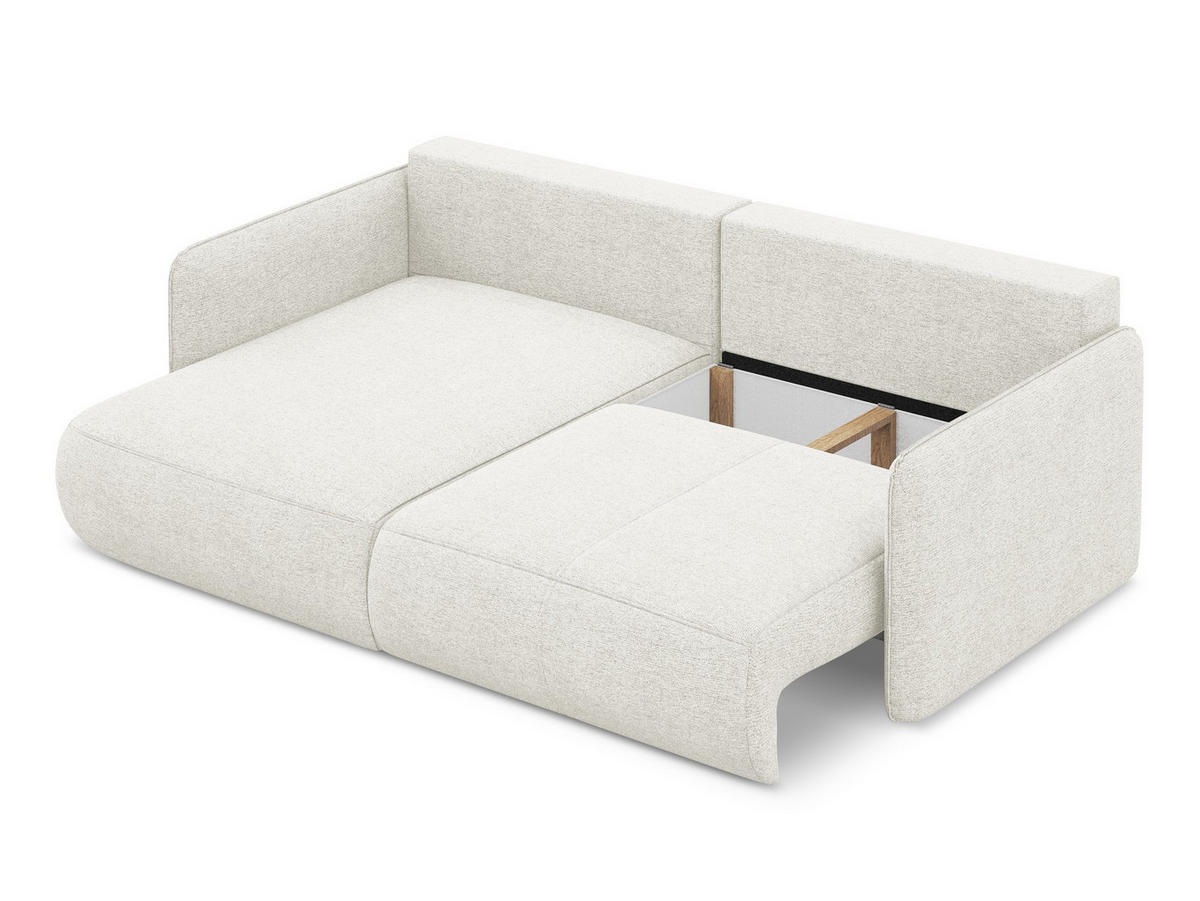ECKSOFA mit Schlaffunktion Chenille Stoff Weiß - Schwarz/Weiß, Kunststoff/Textil (148/207cm) - Makamii