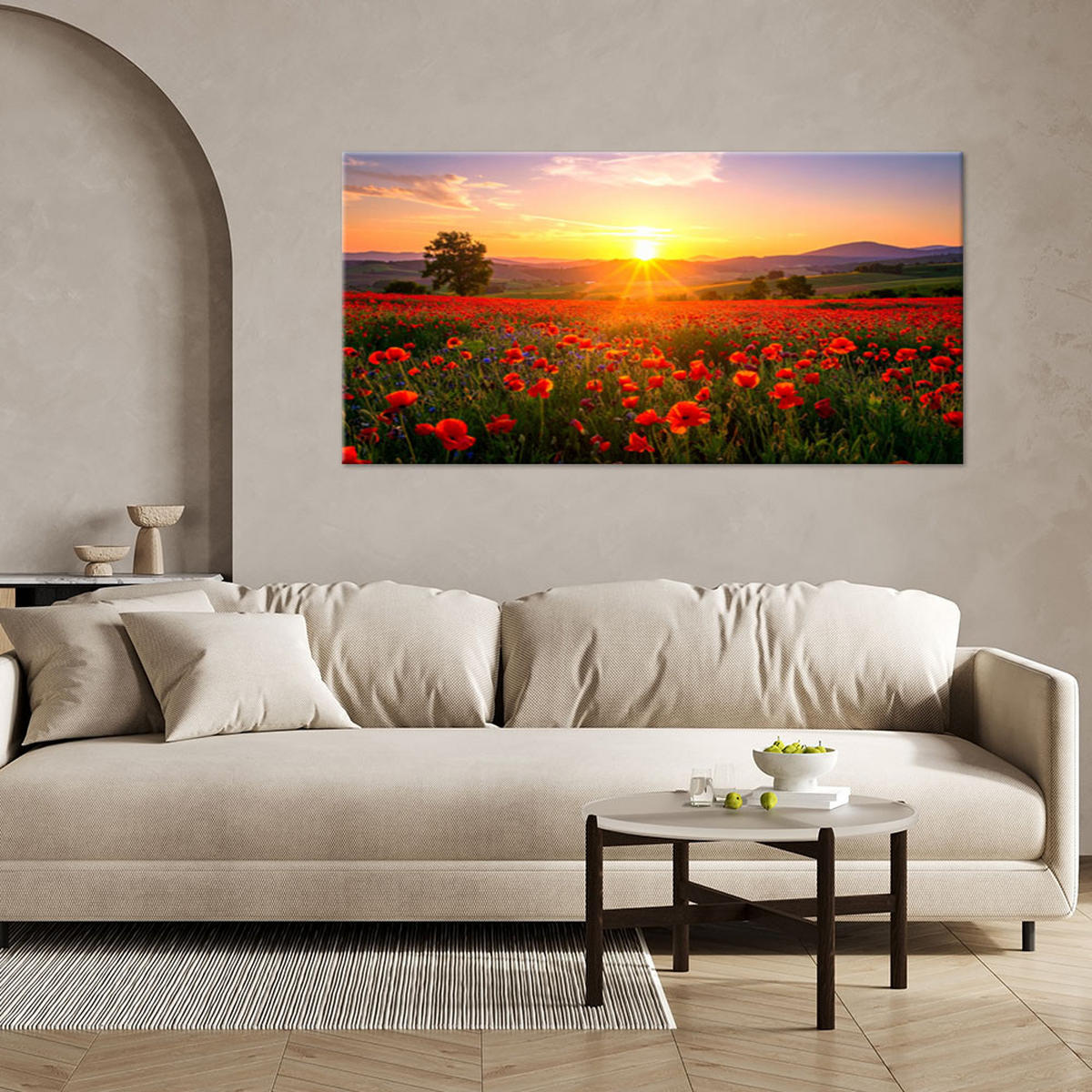 LEINWANDBILD Landschaften 120x60cm - Rot, Textil (120/60cm) - Feeby