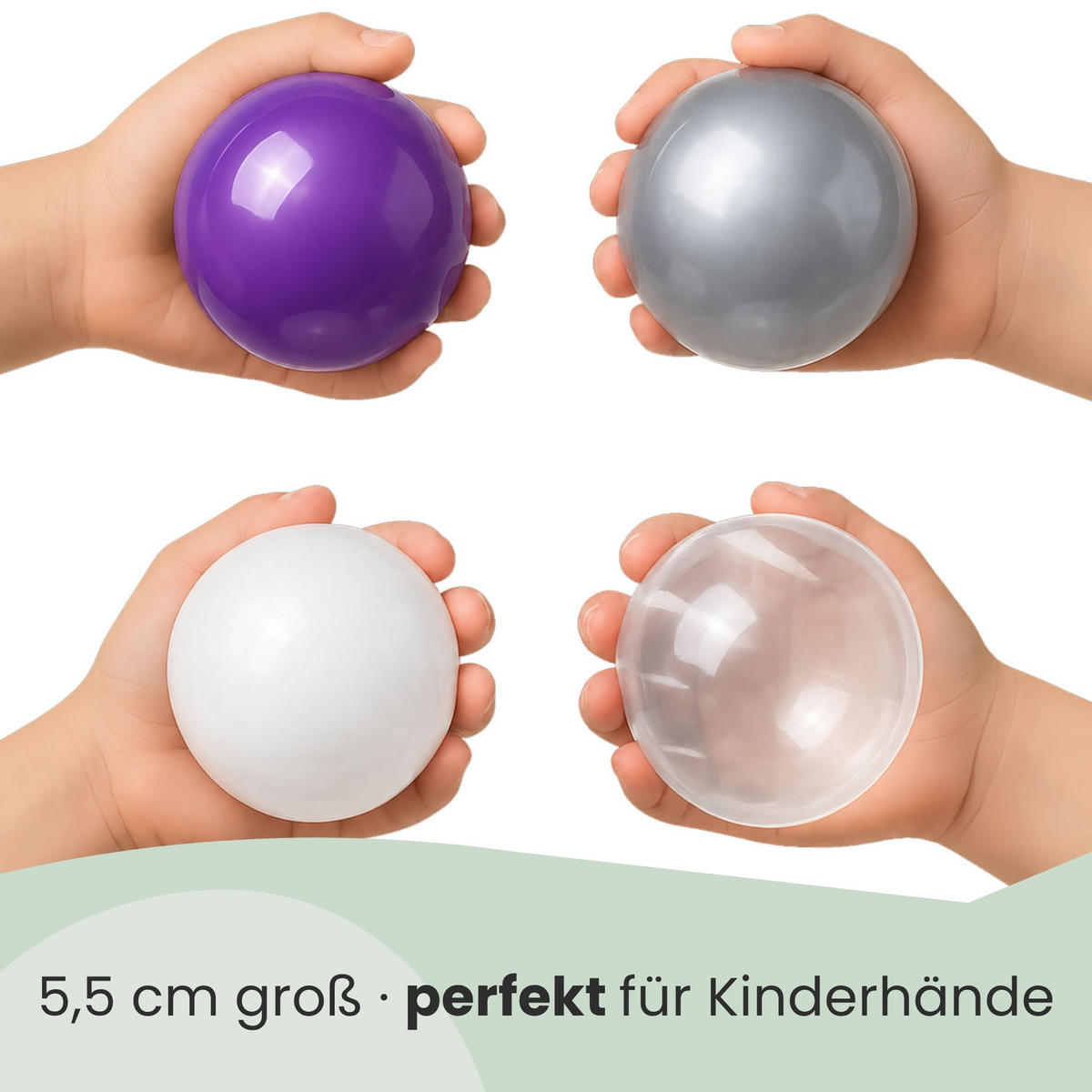 BÄLLEBAD-BÄLLE 200 Stück, Lila/Grau/Weiß/Transparent, 5.5 cm - Lila, Kunststoff (5.5/5.5/5.5cm) - Littletom