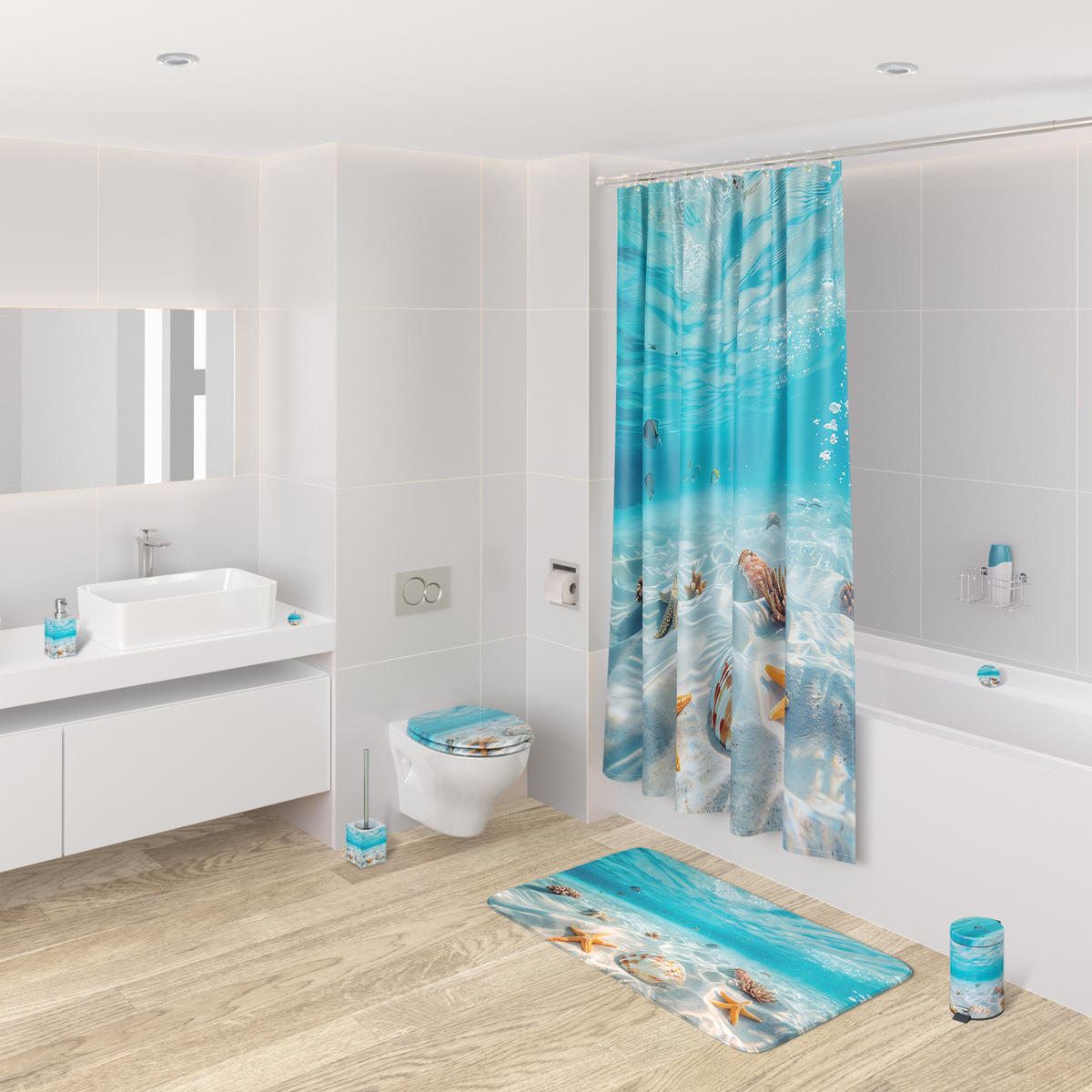 BADEWANNENKISSEN Waterworld - Blau, Kunststoff (39/5.5cm) - Sanilo