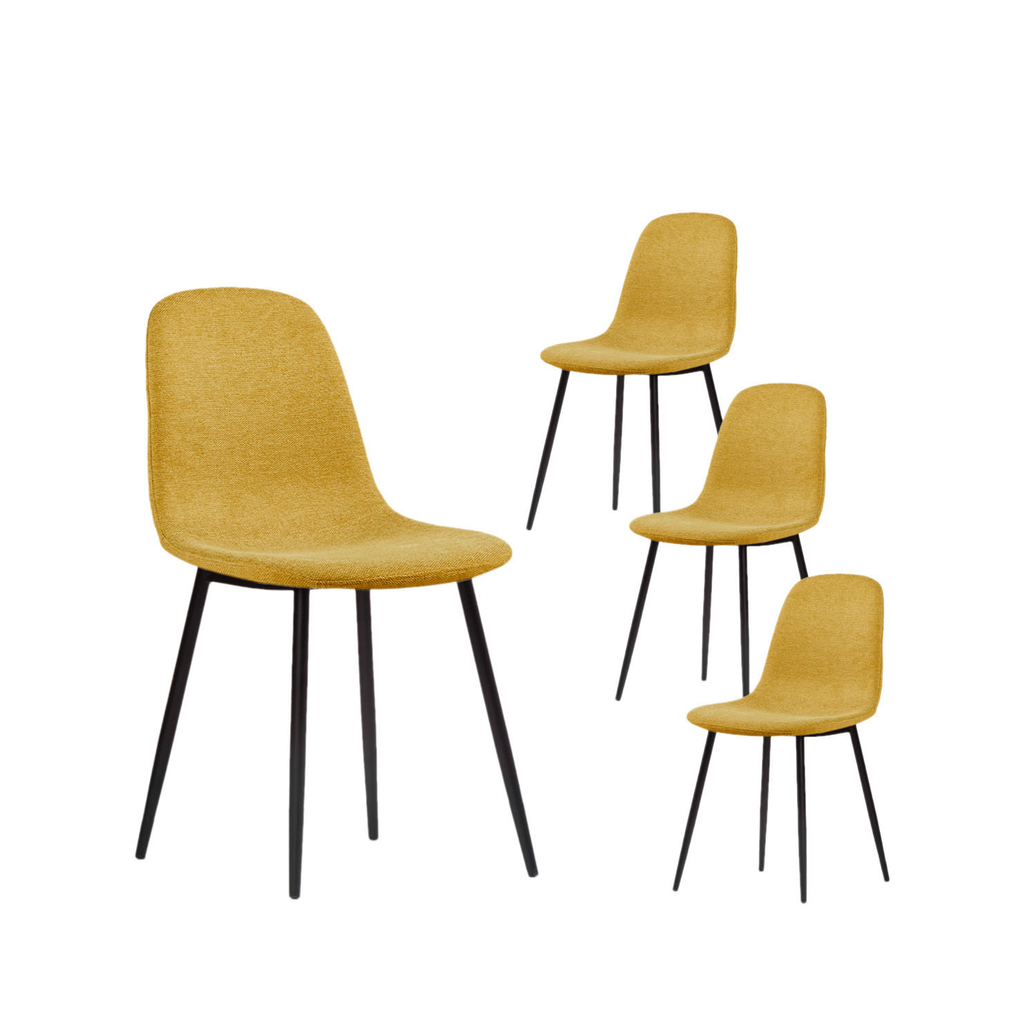 ESSZIMMERSTUHL Ellis Senf / Gelb 43 cm x 87 cm 4er-Set - Dunkelgelb/Schwarz, Textil (43/87/54cm) - Klast Home