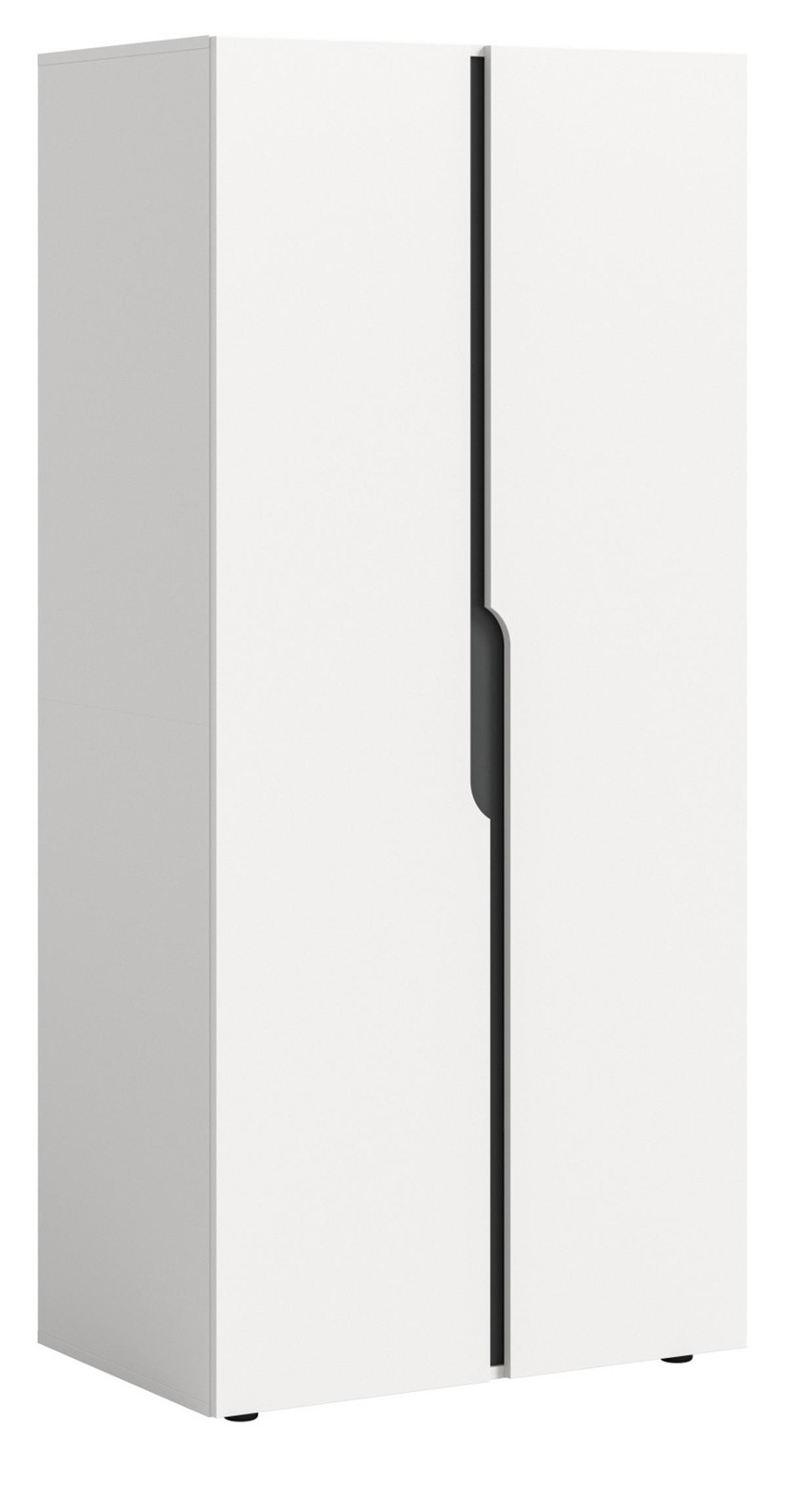 KLEIDERSCHRANK weiß, grau 81 x 176 cm, Drehtürenschrank 2-türig - Schwarz/Weiß, Holzwerkstoff/Kunststoff (81/176/51cm) - Inn.Furn