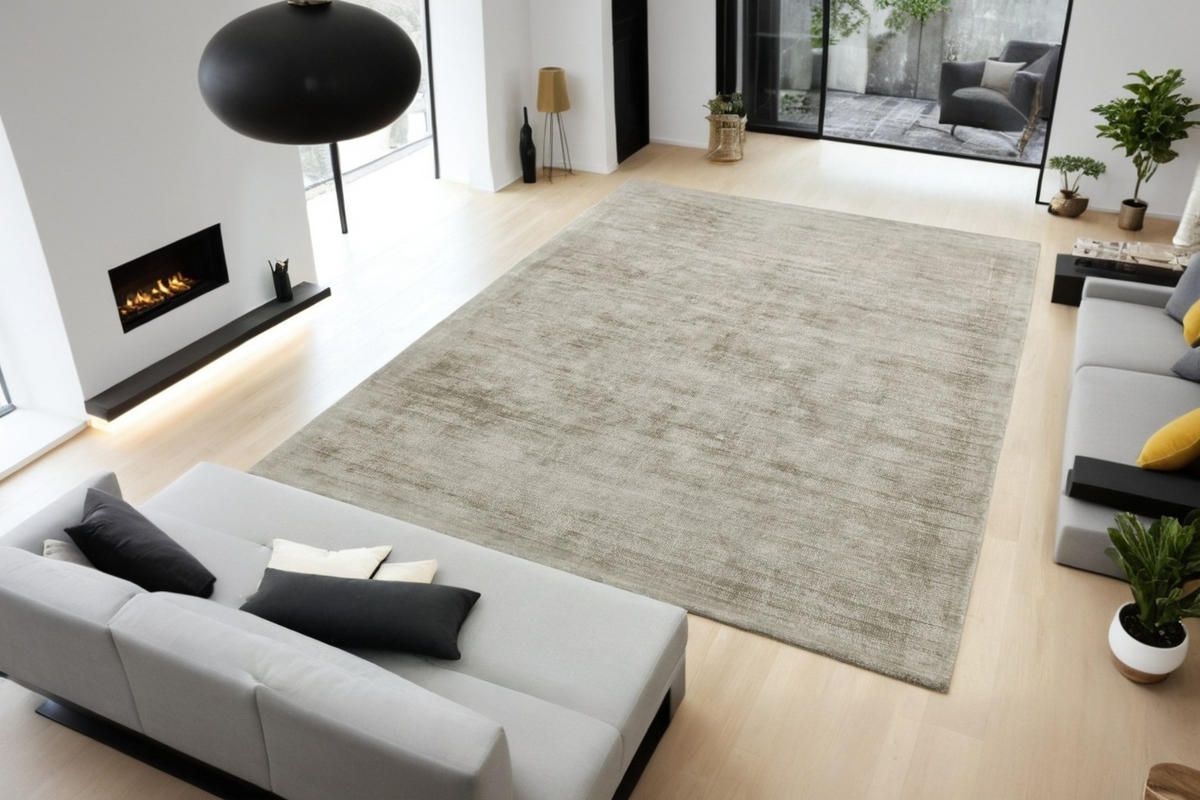 TEPPICH Viskose handgewebt zeitloses Design BARI, Taupe 160x230 cm - Taupe, Textil (160/230cm) - KADIMA DESIGN