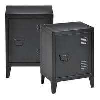 NACHTSCHRANK-SET 2 TLG. Inari - Schwarz, Metall (40/57/30cm) - [en.casa]
