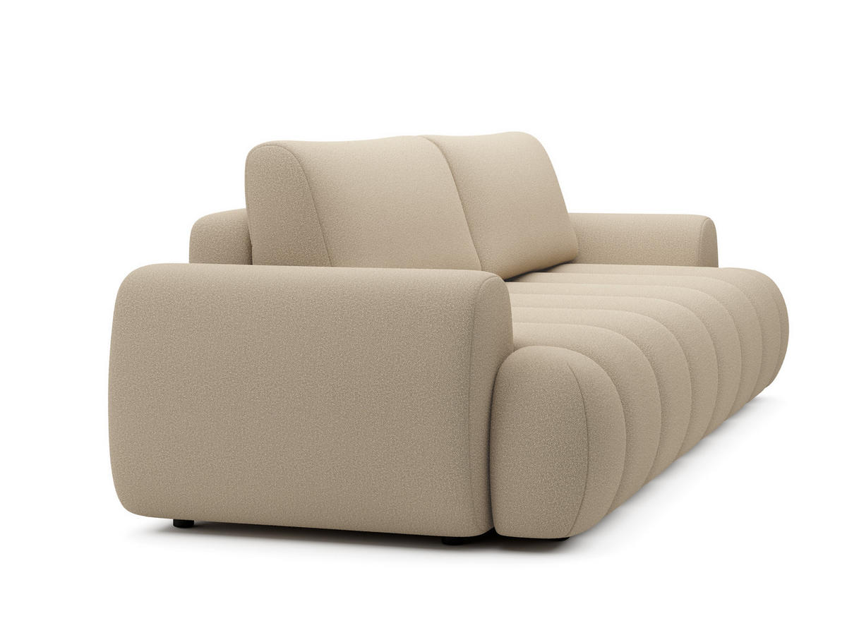 BETTSOFA SITO Creme Geflochtener Stoff mit Schlaffunktion - Creme, Textil (110/81/263cm) - MASSENO