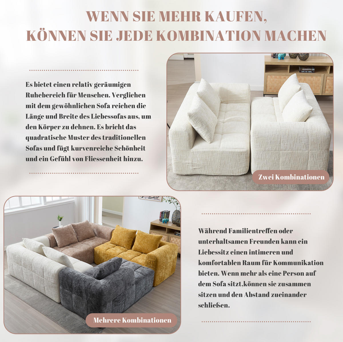 POHOVKA 158/90/60 cm béžová z chenille s kapsami a polštářem - béžová, textil (60/158/90cm) - OKWISH
