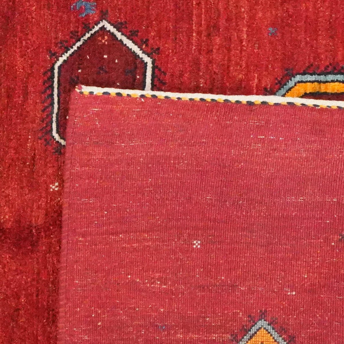 GABBEH-TEPPICH handgeknüpft Rizbaf Rot 201/197 cm Schurwolle - Rot, Textil (197/201cm) - Looma