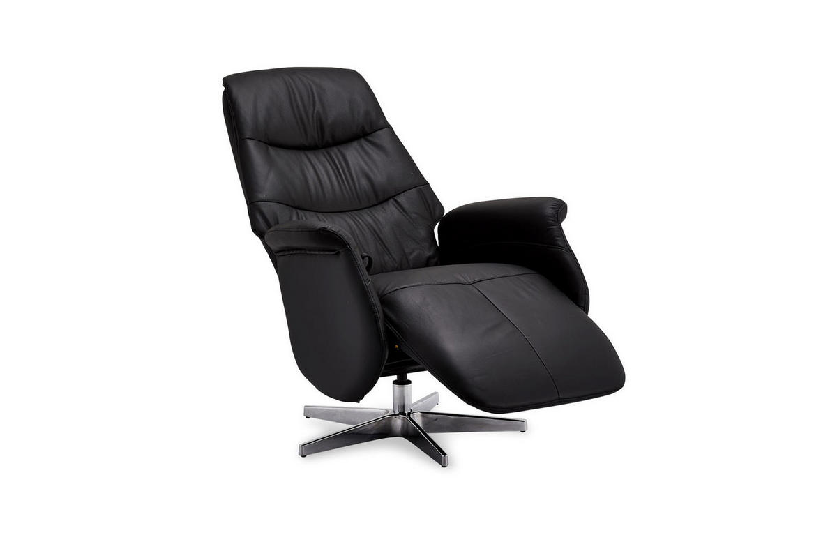 SESSEL schwarz - Schwarz, Leder/Metall (90/114/79cm) - ebuy24