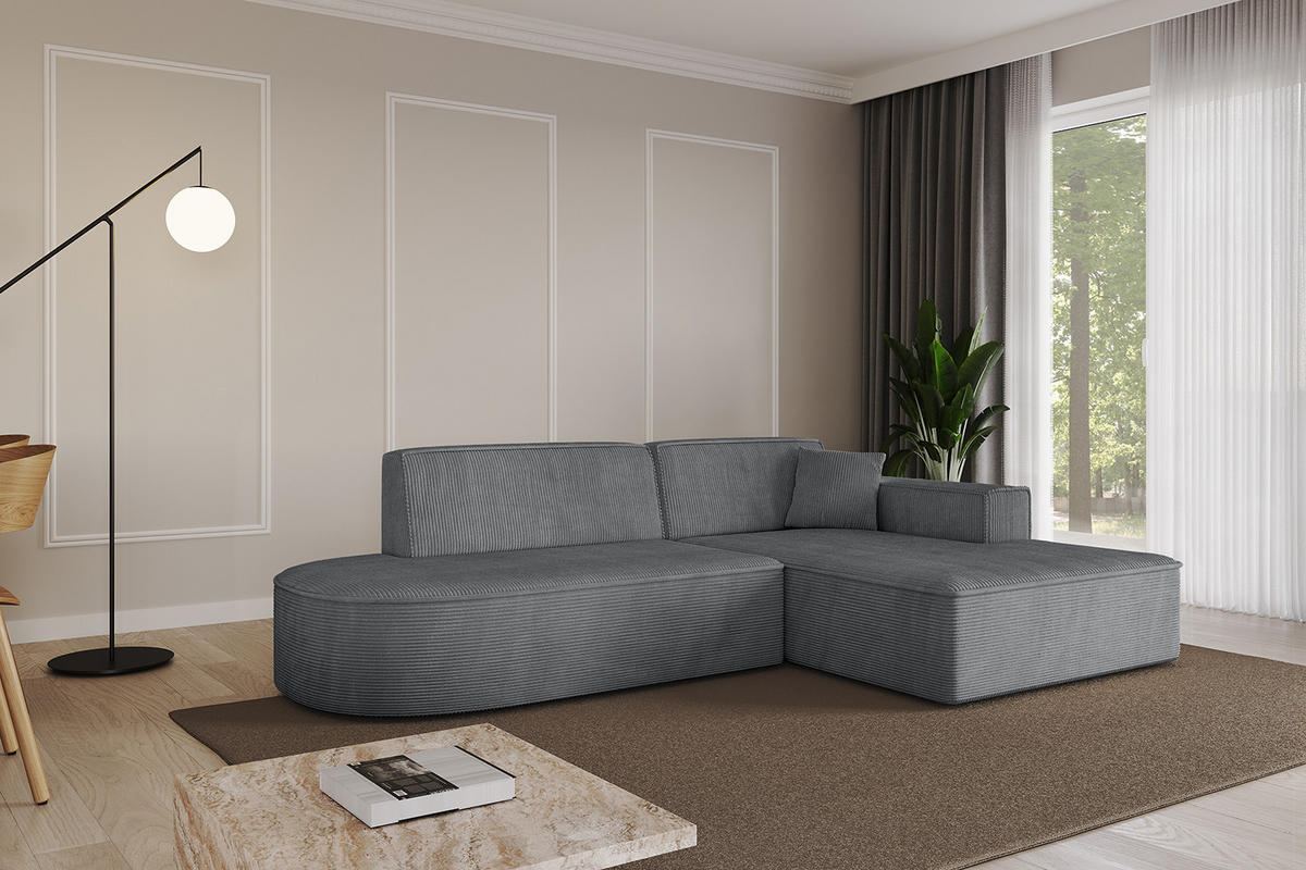 ECKSOFA Ottomane Rechts IREA-L1-v4 - 234x171x79 cm Duneklgrau - Dunkelgrau, Holzwerkstoff/Textil (171/234cm) - ALTDECOR