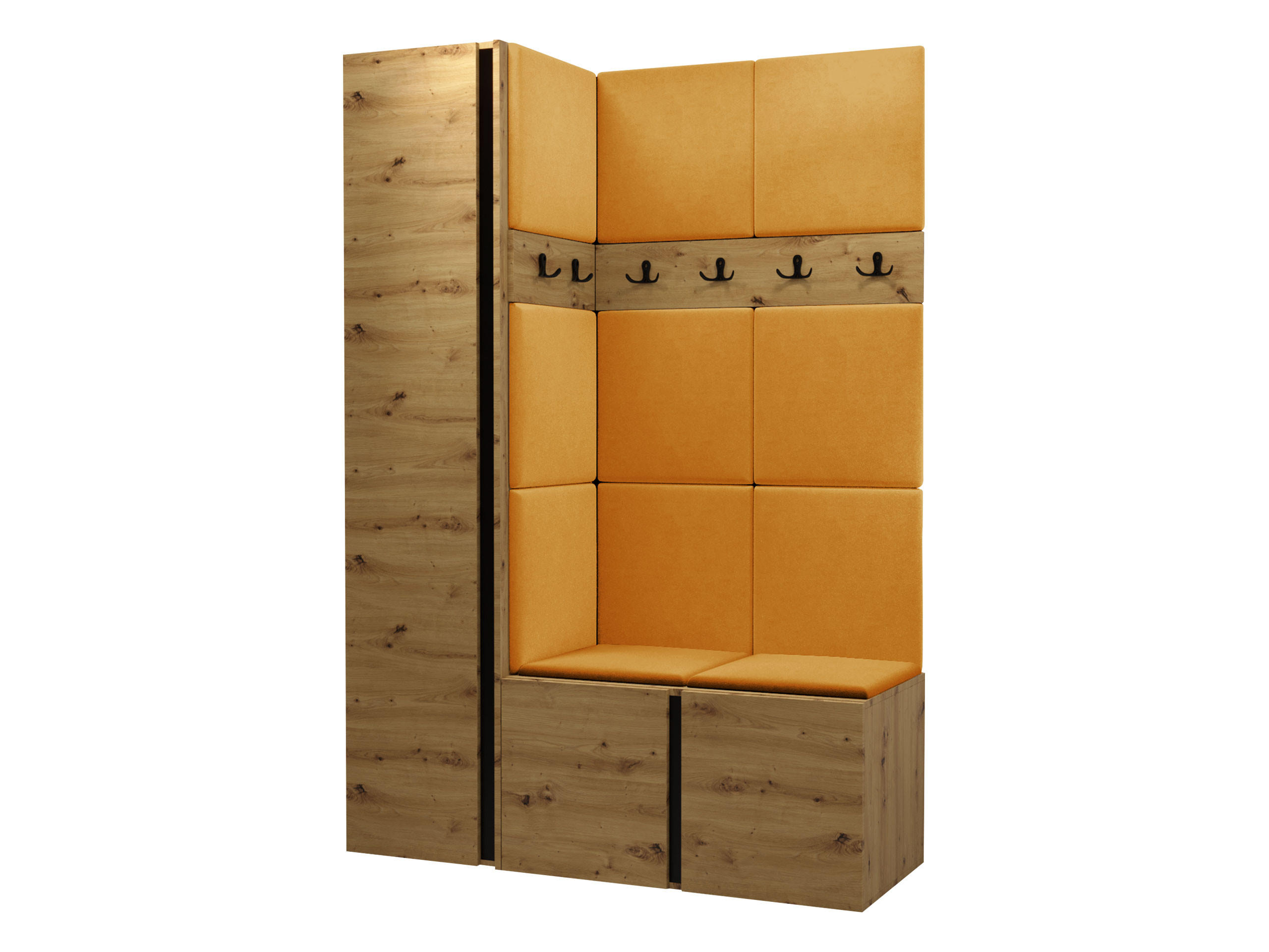 GARDEROBEN-SET Orion IX - Eiche Artisan/Orange, Holzwerkstoff/Kunststoff (124/186/46cm) - MIRJAN24