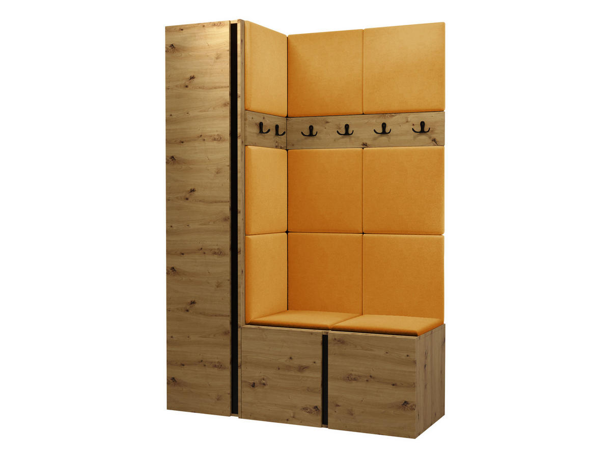 GARDEROBEN-SET Orion IX - Eiche Artisan/Orange, Holzwerkstoff/Kunststoff (124/186/46cm) - MIRJAN24