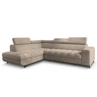 ECKSOFA MORIVA Q L-S Beige Boucle-Stoff mit Schlaffunktion - Beige, Holzwerkstoff/Textil (253/190cm) - MASSENO
