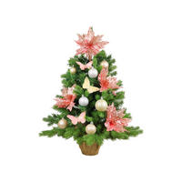 LAALU WEIHNACHTSBAUM geschmückt künstlich POMPADURKA 60 cm mit LED-BELEUCHTUNG IM TOPF - Champagner/Weiß, Kunststoff (60cm) - LAALU