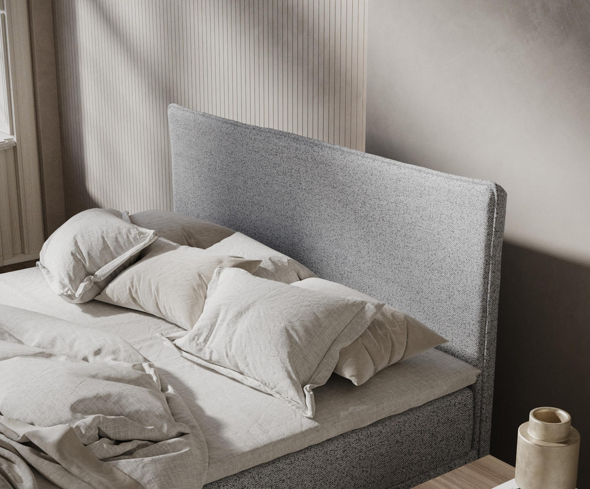 BOXBETT Peru Grau 200/200 cm im Webstoff - Schwarz/Grau, Holz/Holzwerkstoff (200/200cm) - Maison de Reve