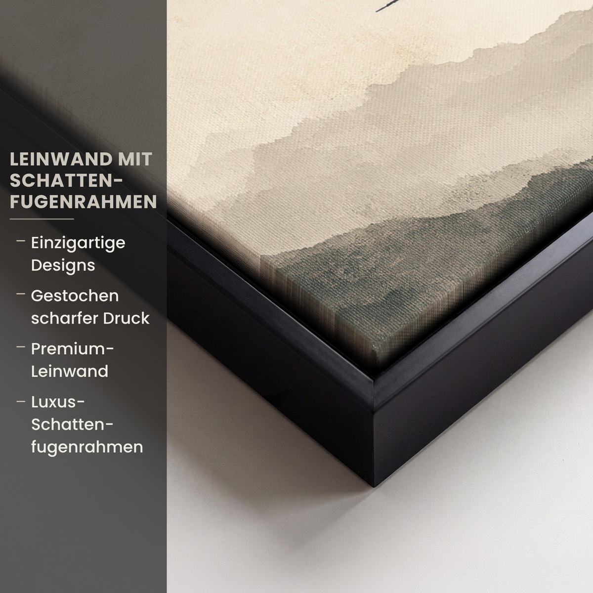 LEINWAND Bilder mit Rahmen - Landschaft - Japandi - Vogel - 30x40 - Beige, Textil (30/40cm) - MuchoWow