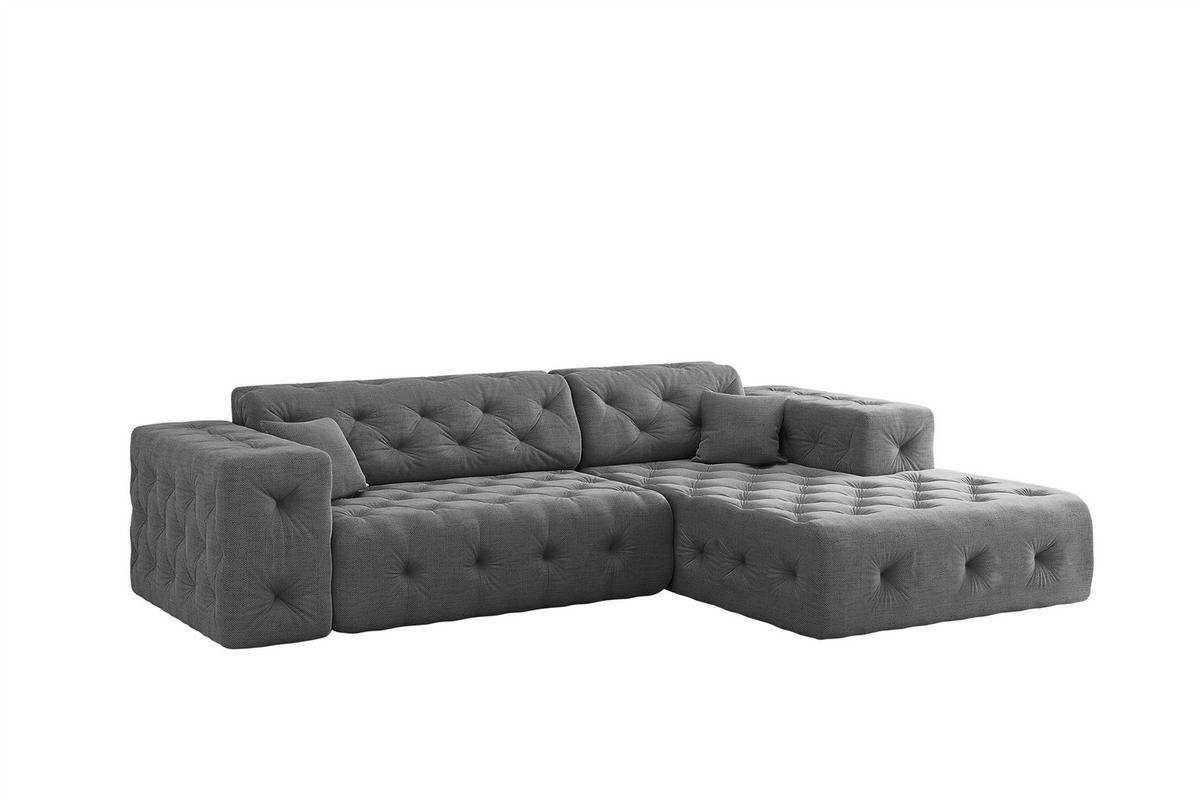 ECKSOFA Chantal In Moly - Anthrazit, Holzwerkstoff/Textil (266/171cm) - Fun Möbel