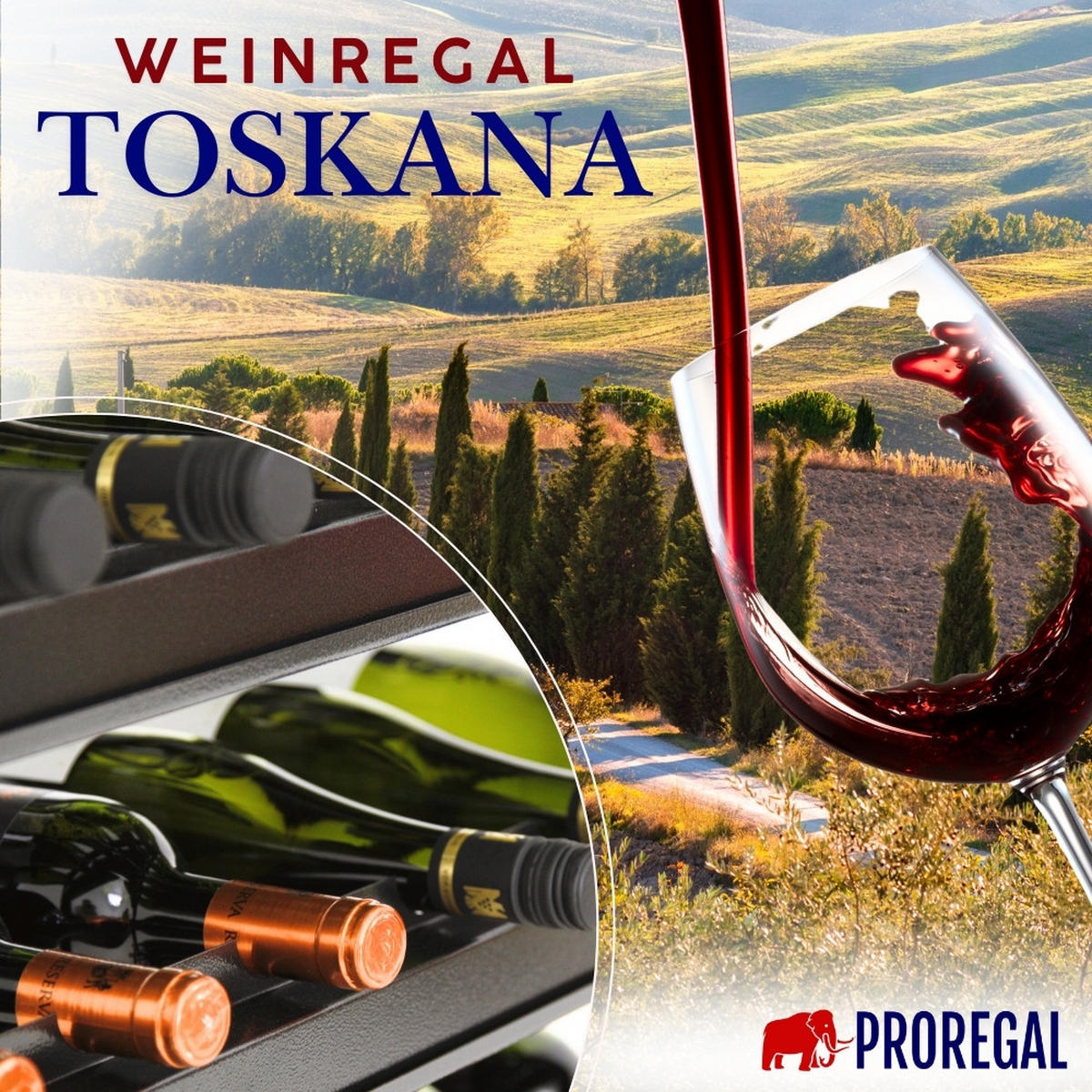 PROREGAL Weinregal TOSKANA 75x60x30 cm 30 Flaschen auf 5 Ebenen Schwarz - Schwarz, Metall (60/75/30cm) - PROREGAL