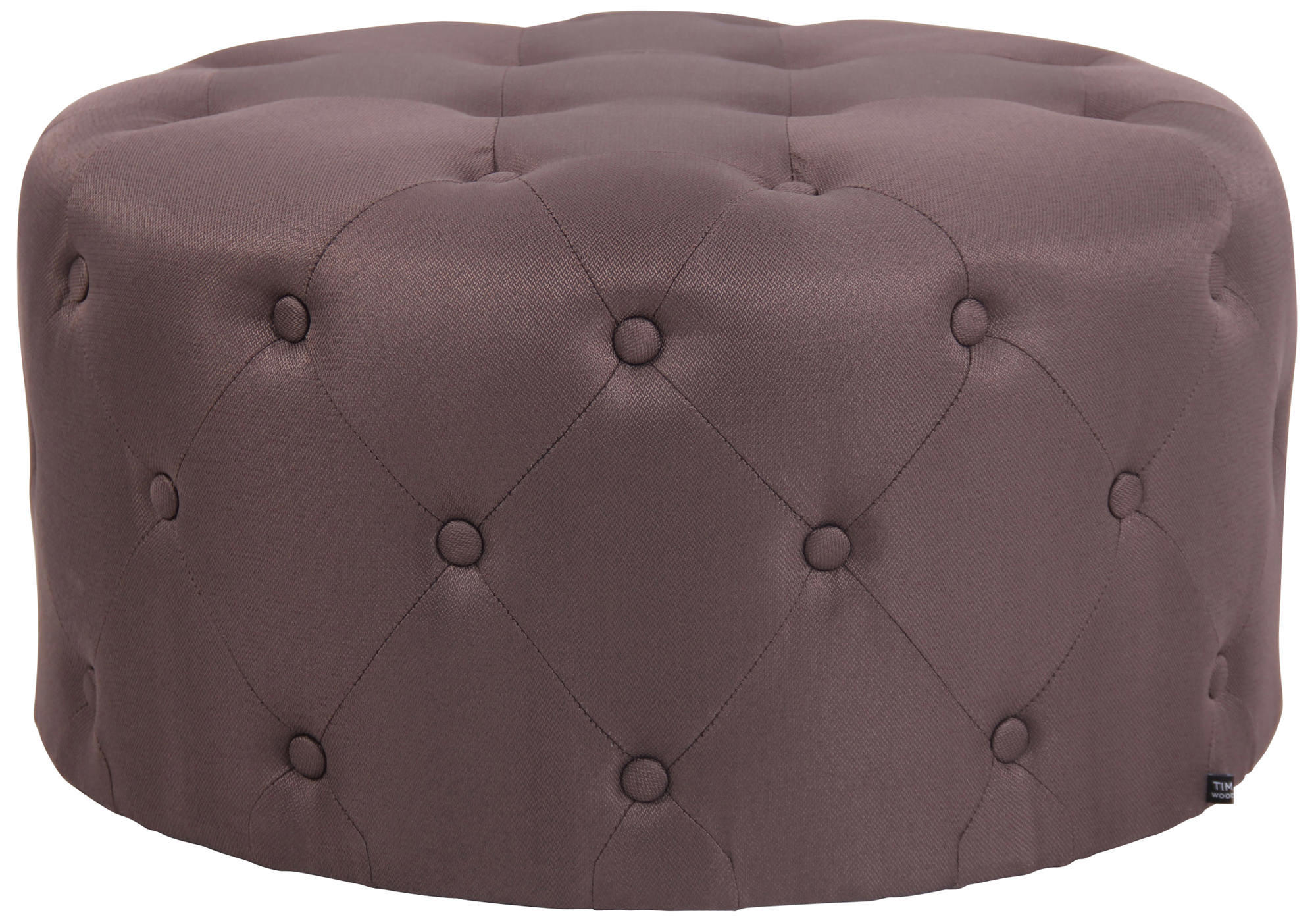 HOCKER rund Stoff braun - Eukalyptusholzfarben/Braun, Holz/Textil (70/37/70cm) - CLP