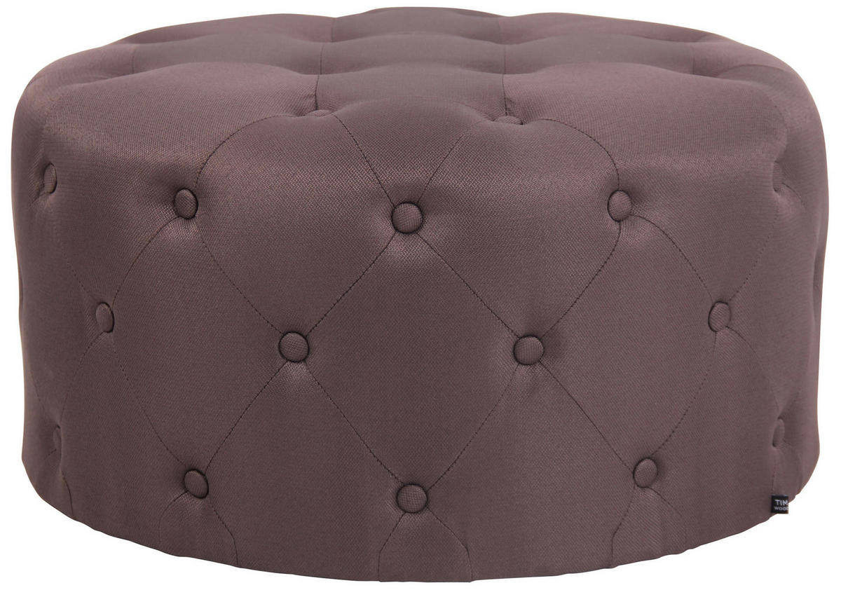 HOCKER rund Stoff braun - Eukalyptusholzfarben/Braun, Holz/Textil (70/37/70cm) - CLP